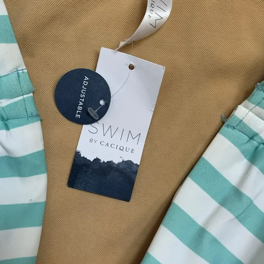 Swim by Cacique women's size 16 new swim suit bottoms high waist teal stripe blu - Picture 4 of 7